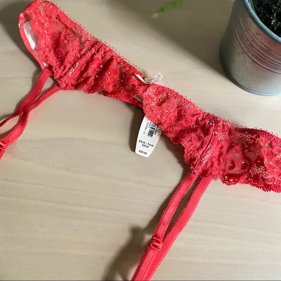 NWT VICTORIA’S SECRET Pink Sequin Lace Garter - Picture 2 of 4